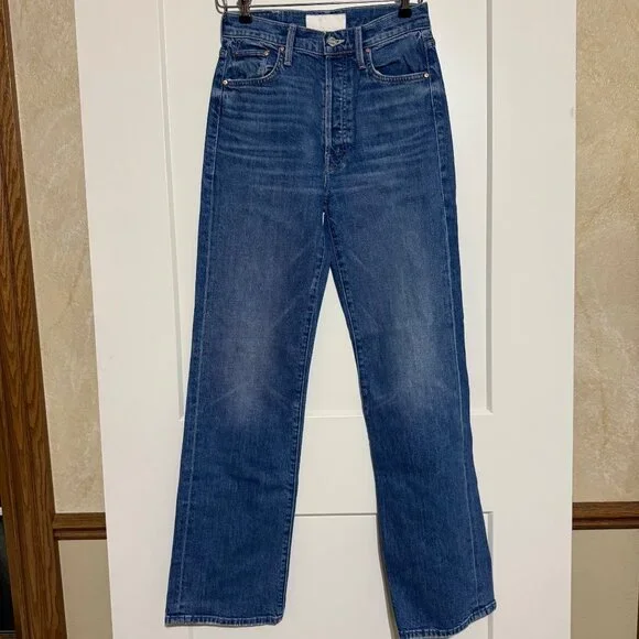 Mother Denim High-Waisted Straight-Leg Jeans sz 27 The Rambler Sneak - Picture 2 of 12